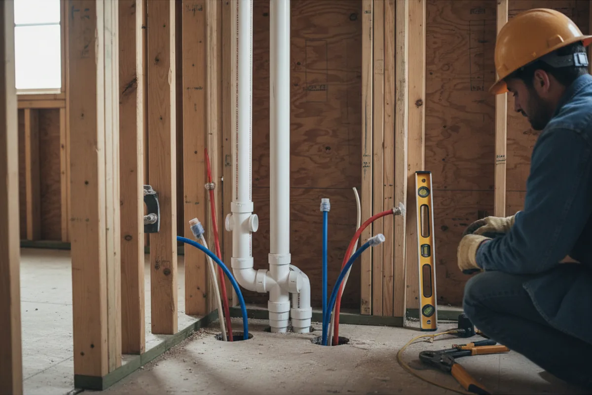 Drain and supply rough-in during Drain Cleaning in Brownsville